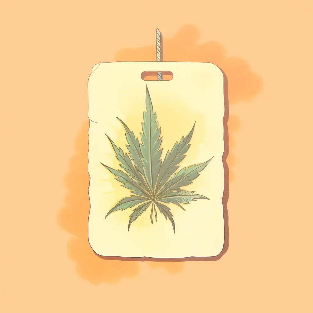 Neben einem Cannabisblatt in zarten Tönen befindet sich ein Preisschild Für den entspannten Cannabis-Social-Club in Lübeck gibt es ein ansprechendes Preisschild, das ein Cannabisblatt in Pastellfarben zeigt, das Eleganz ausdrückt.